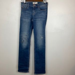 NWT Girls Abercrombie Kids Straight Leg Jeans Size 15/16 Patch look on legs